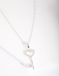 Silver Cubic Zirconia Little Love Lock Necklace - link has visual effect only