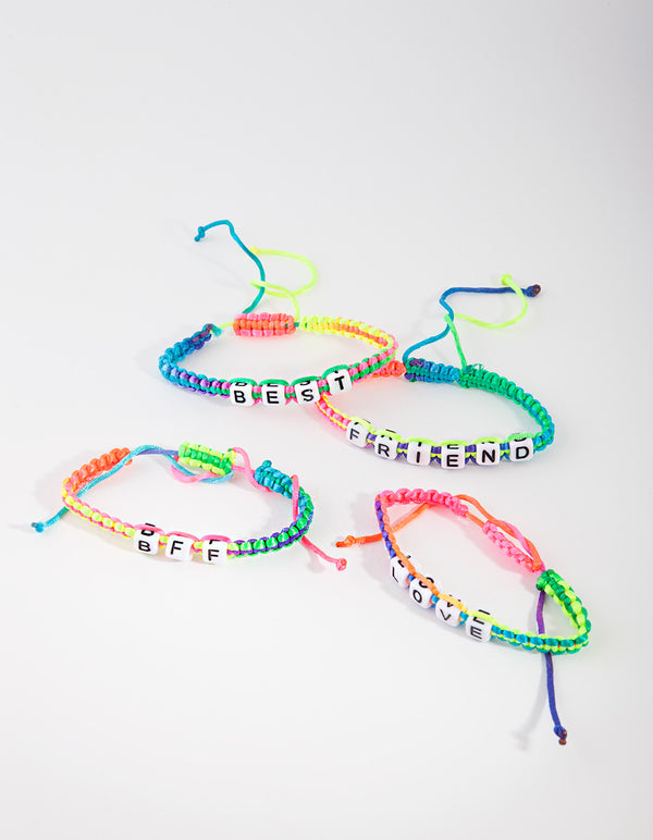 Kids Multi Coloured BFF Macrame Bracelet 4-Pack