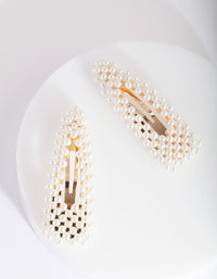 Kids Gold Pearl Triangle Hair Clip Duo - link has visual effect only