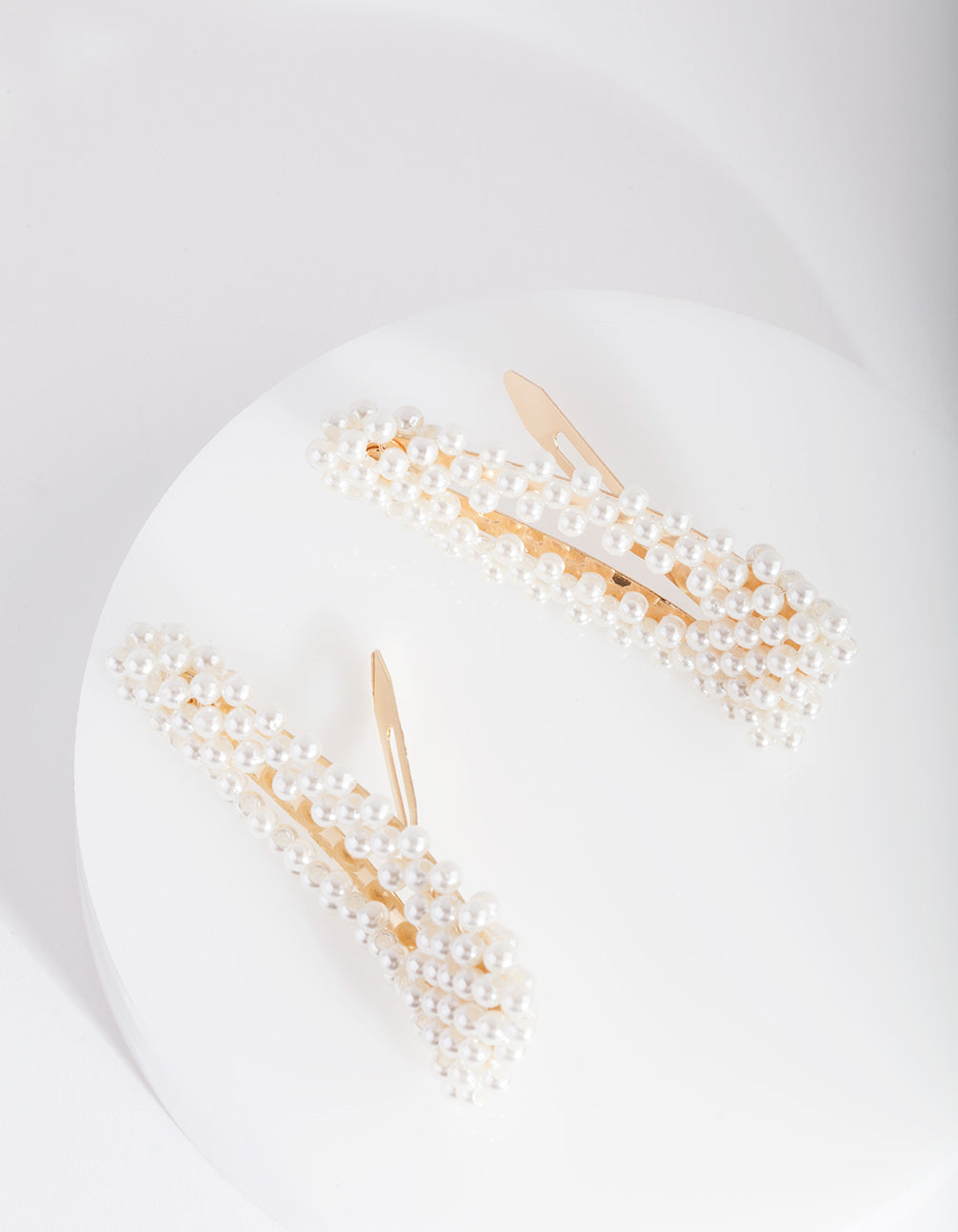 Kids Gold Pearl Triangle Hair Clip Duo
