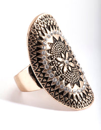 Antique Flower Etched Disc Ring - link has visual effect only