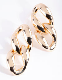 Gold Chunky Chain Link Earrings - link has visual effect only