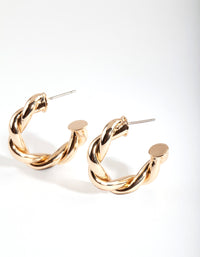Gold Medium Rope Hoop Earrings - link has visual effect only