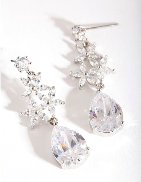 Lovisa Rhodium Diamond Simulant Teardrop Earrings - ShopStyle