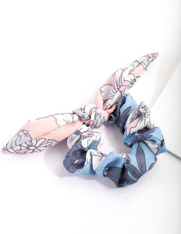 Pastel Pink & Blue Bow Scrunchie