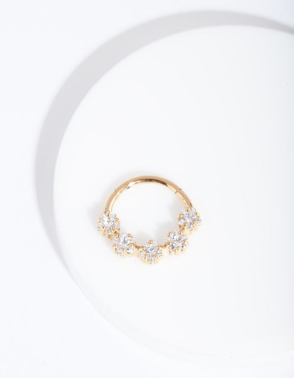 Gold Cubic Zirconia Star Clicker Earring
