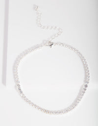 Silver Cubic Zirconia Cupchain Anklet - link has visual effect only