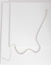 Silver Cubic Zirconia Cupchain Anklet - link has visual effect only