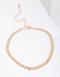 Gold 5mm Curb Chain Anklet - link has visual effect only