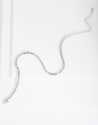 Rhodium 3mm Foxtail Chain Anklet - link has visual effect only