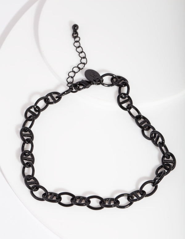 Black Coated Metal Mariner Chain Anklet