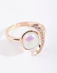Gold Rainbow Stone & Moon Ring - link has visual effect only