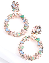 Rose Gold Pastel Stone Circle Drop Earrings - link has visual effect only