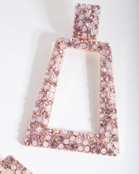 Rose Gold Diamante Trapeze Earrings - link has visual effect only