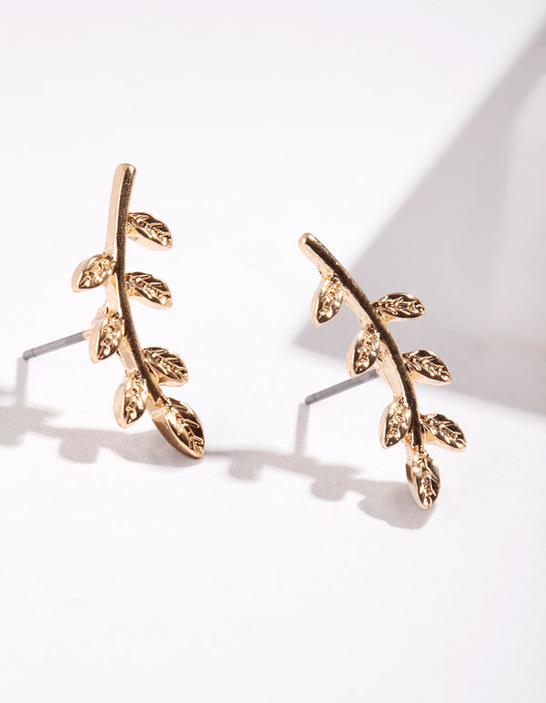 Buy Now - 9ct Yellow Gold & White Gold Leaf Drop Earrings Free Delivery