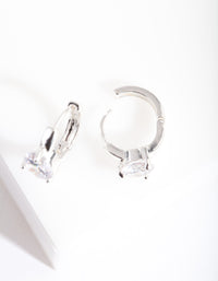 Silver Cubic Zirconia Stone Huggie Earrings - link has visual effect only