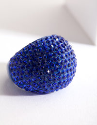 Blue Coated Metal Pave Diamante Dome Ring - link has visual effect only