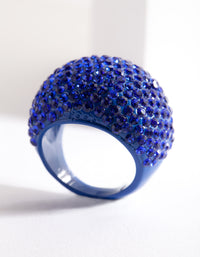 Blue Coated Metal Pave Diamante Dome Ring - link has visual effect only