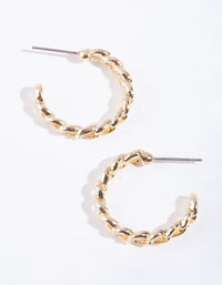 Gold Chain Link Hoop Earrings - link has visual effect only