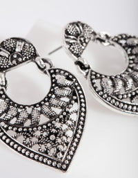 Antique Silver Etched Teardrop Earrings - link has visual effect only