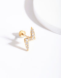 Gold Surgical Steel Cubic Zirconia Pave Lightning Bolt Flat Back - link has visual effect only