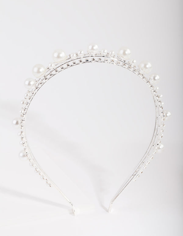 Triple Row Pearl & Diamante Headband