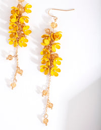 Gold Yellow Flower Cluster Drop Earrings - link has visual effect only