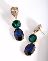 Gold Tripple Stone Drop Earrings - link has visual effect only