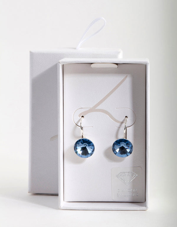 Silver Sapphire Conti Clasp Earrings