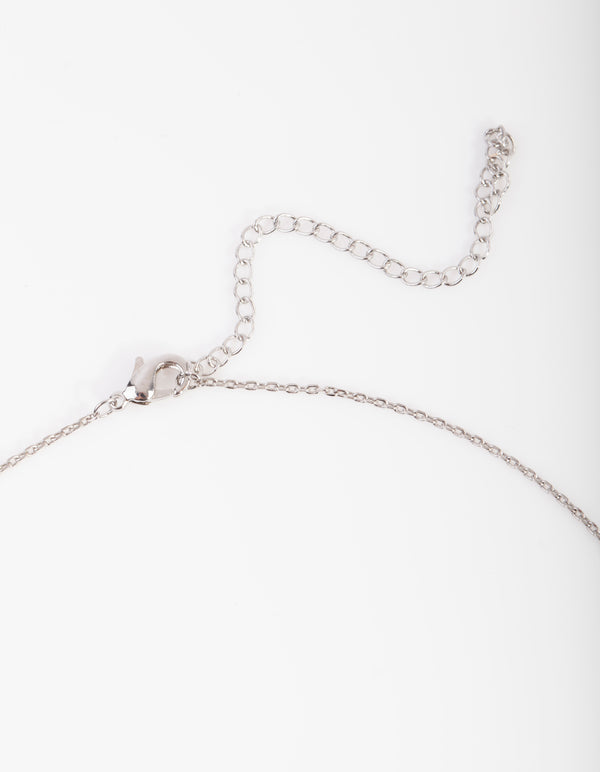 Silver Black Diamond Simulant  Halo Necklace