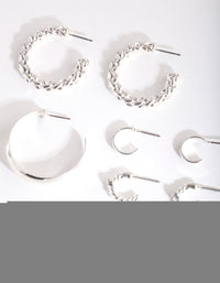 Silver Multi Twist Hoop Earring 6-Pack - link has visual effect only