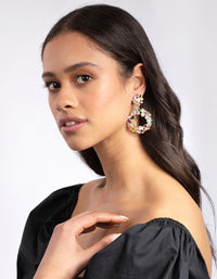Gold Multi Stone Open Circle Earrings - link has visual effect only