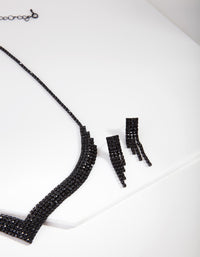 Black Diamante Earrings & Necklace Set - link has visual effect only