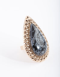 Antique Gold Teardrop Stone Ring - link has visual effect only