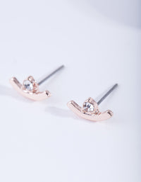 Rose Gold Curved Diamante Stud Earrings - link has visual effect only