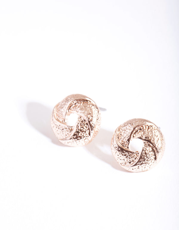 Rose Gold Weaved Circle Earrings