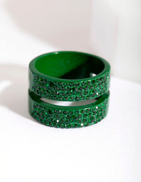 Green Double Diamante Band Ring - link has visual effect only