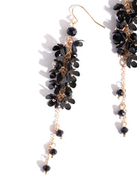 Gold Black Flower Cluster Drop Earrings - link has visual effect only