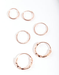 Rose Gold Plated Sterling Silver Textured Earring Pack - link has visual effect only