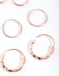 Rose Gold Plated Sterling Silver Textured Earring Pack - link has visual effect only
