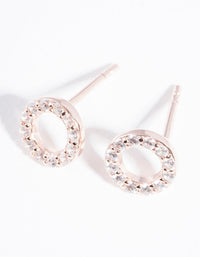 Rose Gold Plated Sterling Silver Pave Open Circle Stud Earrings - link has visual effect only
