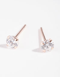 Rose Gold Plated Sterling Silver Cubic Zirconia 1/4 Carat Stud Earrings - link has visual effect only