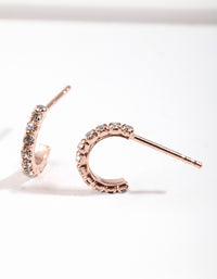Rose Gold Plated Sterling Silver Mini Cubic Zirconia Huggie Earrings - link has visual effect only