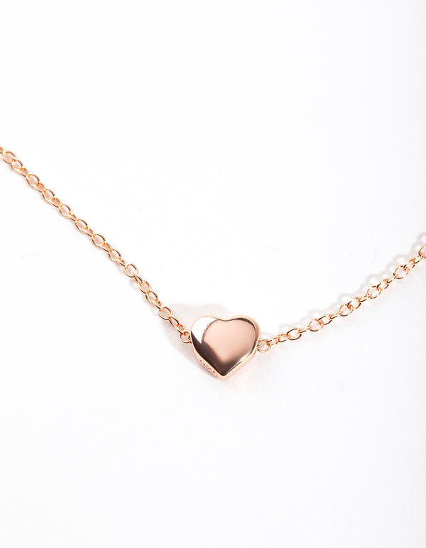 Rose Gold Plated Sterling Silver Micro Heart Necklace