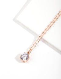 Rose Gold Plated Sterling Silver Cubic Zirconia Pendant Necklace - link has visual effect only
