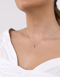 Rose Gold Plated Sterling Silver Cubic Zirconia Pendant Necklace - link has visual effect only