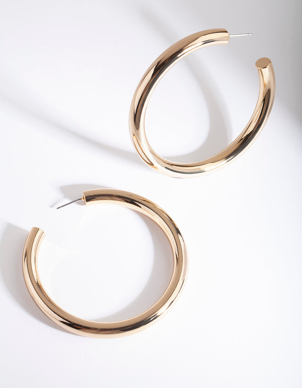 Gold Plated Large Open Hoop Earrings