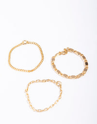 Gold Plated Simple Mixed Chain Ring Pack - link has visual effect only