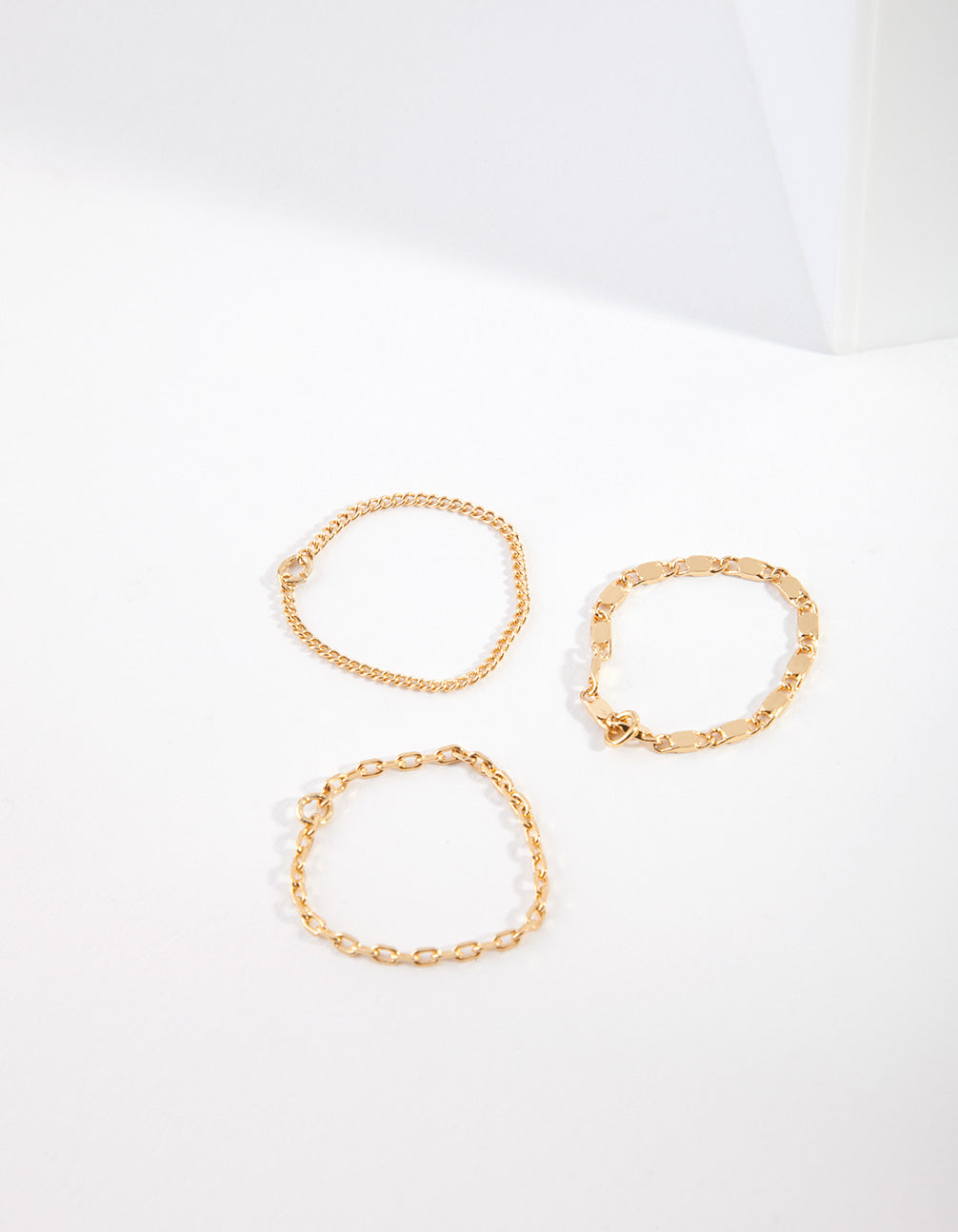 Gold Plated Simple Mixed Chain Ring Pack