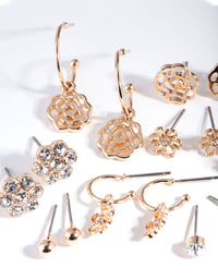 Gold Cut Out Flowers 8-Pack Earring - link has visual effect only